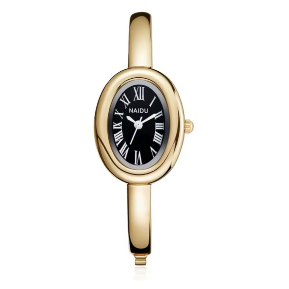 Baignoire Gold Oval Watch with Black Dial main image 6